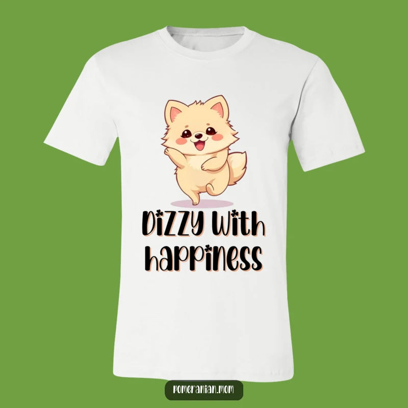 Funny Pomeranian T-Shirt: Joyous Twirling Dog Apparel Gift