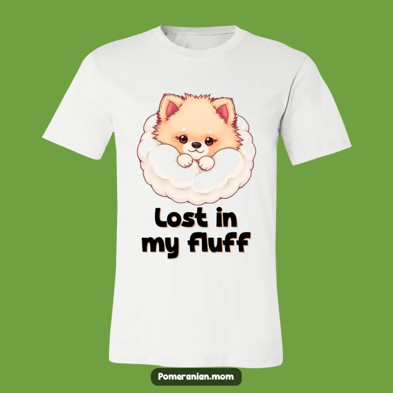 Funny Fluffy Pomeranian Cloud T-Shirt: Kawaii Peek-a-boo Dog Tee