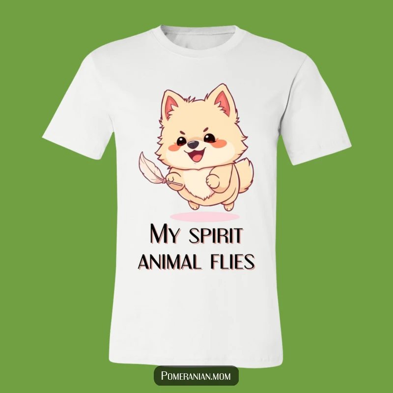 Funny Pomeranian Feather Chase T-Shirt: A Hilarious Gift for Energetic Pups!