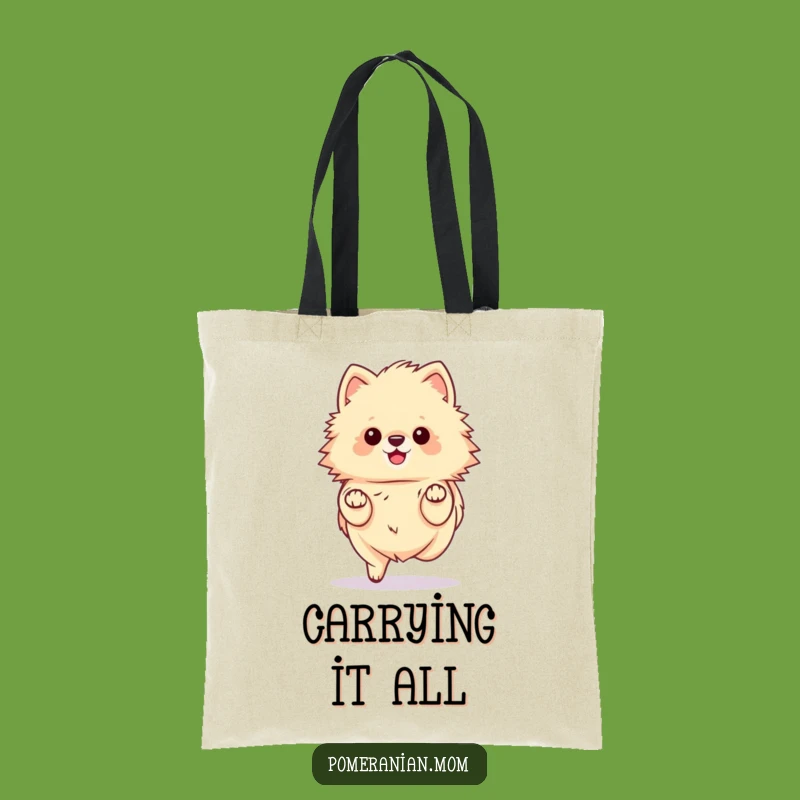 Funny Kawaii Pomeranian Prance Tote Bag - Stylish & Hilarious Dog Carryall