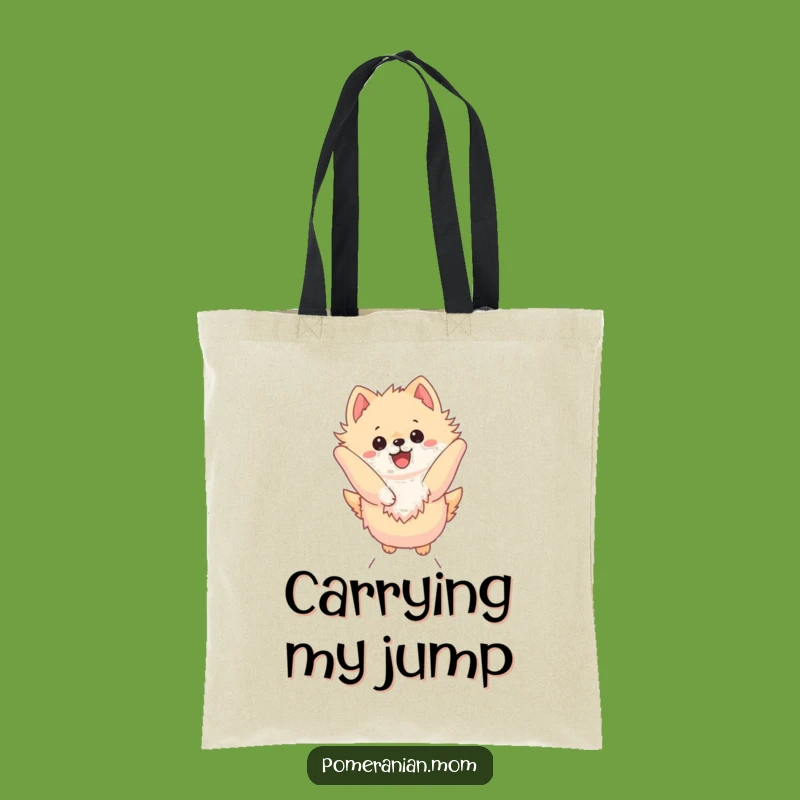Funny Kawaii Pomeranian Leap Tote Bag - Dynamic Dog Shopping Bag