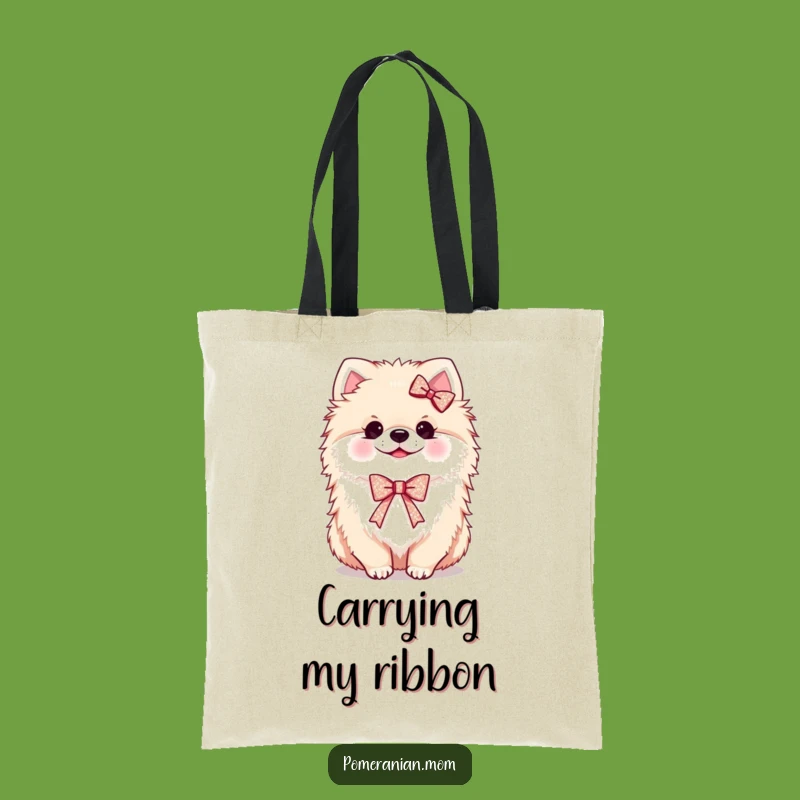 Funny Kawaii Pomeranian Ribbon Tote Bag: Spacious & Hilarious Carry-All