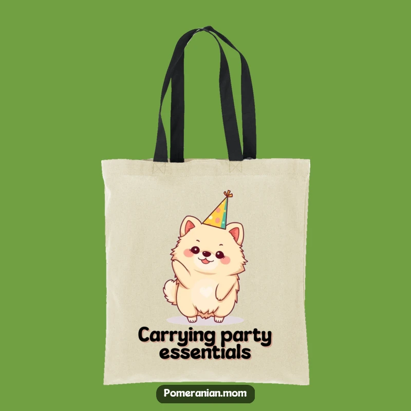 Funny Party Hat Kawaii Pomeranian Tote Bag: Carry Your Celebration Essentials