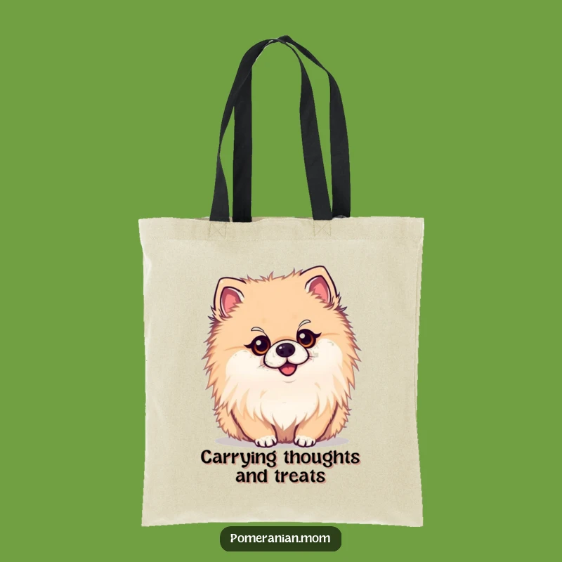 Funny Curious Kawaii Pomeranian Tote Bag: Carry Your Essentials with Pawsitive Intrigue