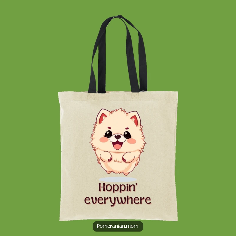 Funny Kawaii Pomeranian Jump Tote Bag - Durable & Hilarious Dog Carryall