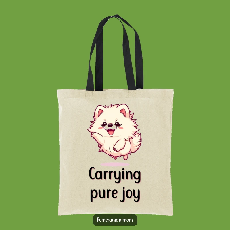 Funny Kawaii Pomeranian Leaping Tote Bag - Stylish & Energetic Accessory