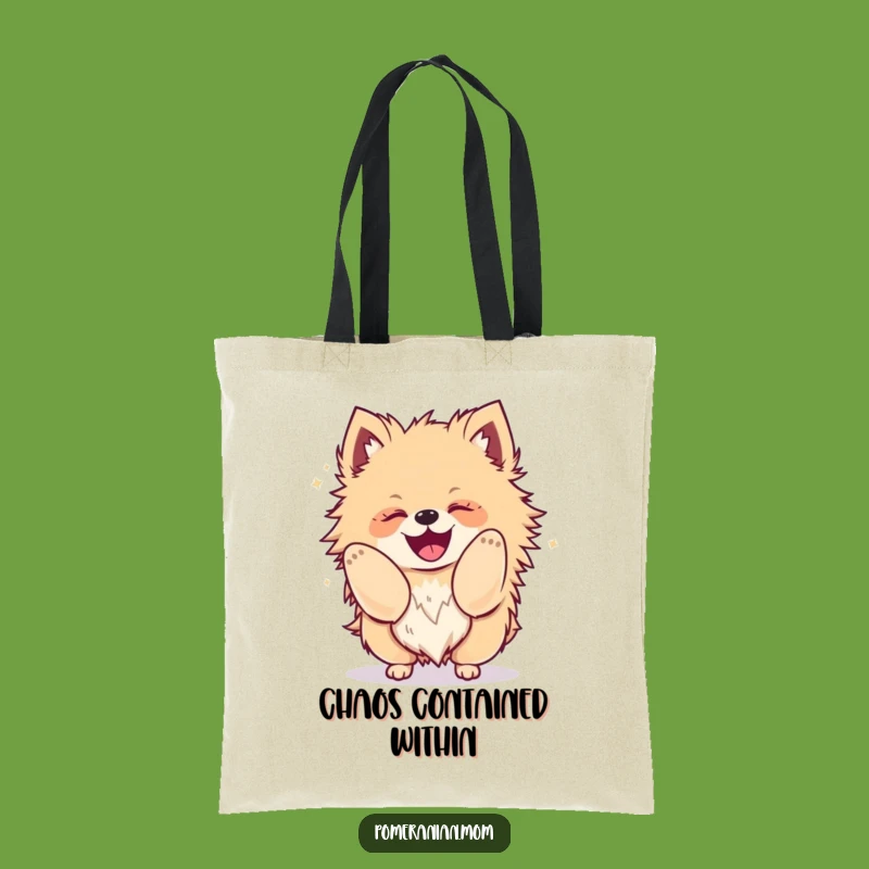Funny Kawaii Pomeranian Tote Bag: Energetic Dog Bag, Perfect Humorous Gift for Shoppers
